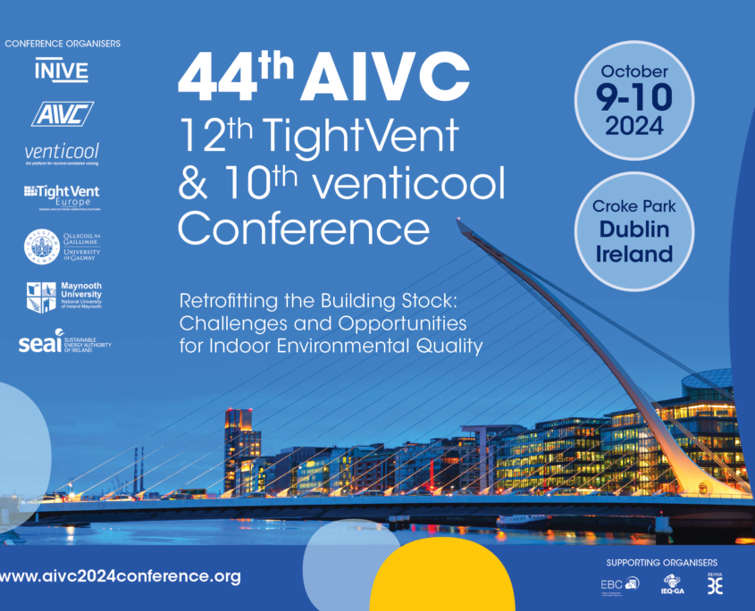 The 44th AIVC conference "Retrofitting the Building Stock: Challenges and Opportunities for Indoor Environmental Quality" will be held on 9 & 10 October 2024 in Dublin, Ireland together with the 12th TightVent and the 10th venticool conferences. The conference will take place at Croke Park.