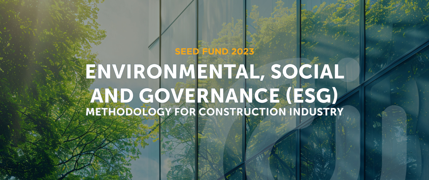 cover with project title and background of the glass from of the building mirroring tree in front of it